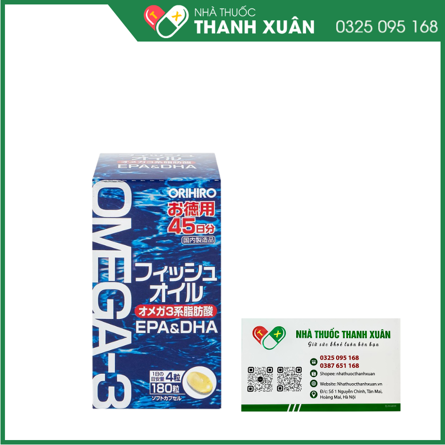 Viên uống Omega 3 Orihiro Fish Oil hỗ trợ bổ sung DHA&amp;EPA